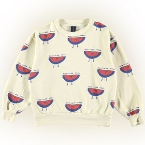 BONMOT Sz XS youth kids 10-12 mellow yellow cotton watermelon picnic sweatshirt